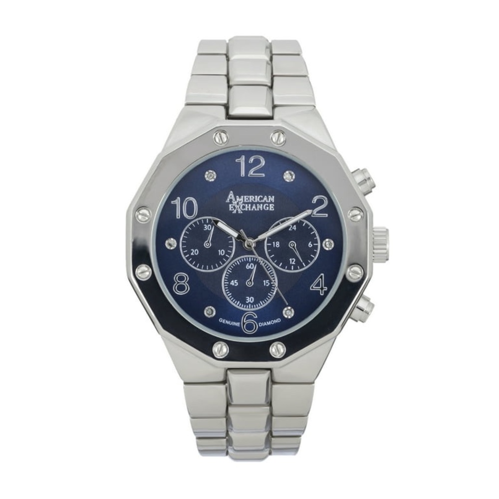 American Exchange Silver and Blue Watch